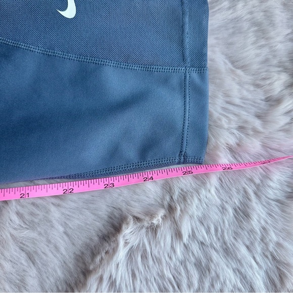 Nike 7/8 Women's One Dri Fit High Rise Blue Running Leggings with Mesh Calf - Picture 3 of 5